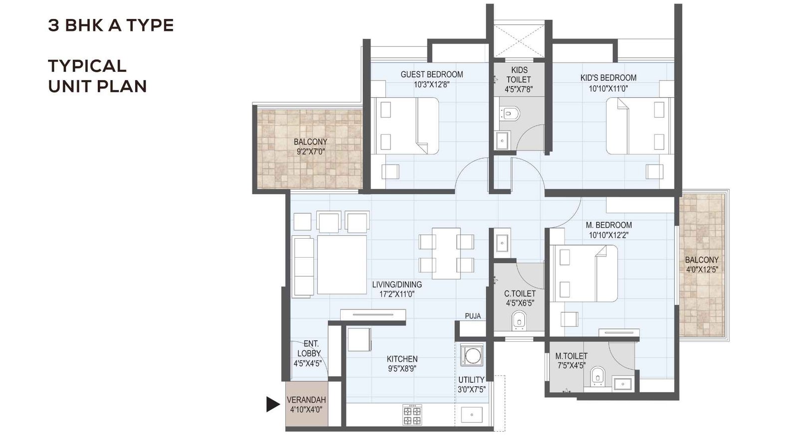 Mangalam-Momento-Floor-Plan-3 BHK-1041-Sqft